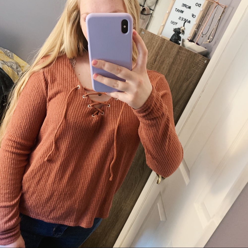 DIVIDED H&M orange long sleeve shirt
